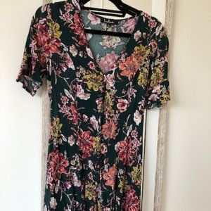 Garden of Delight Forest Green Floral Print Button